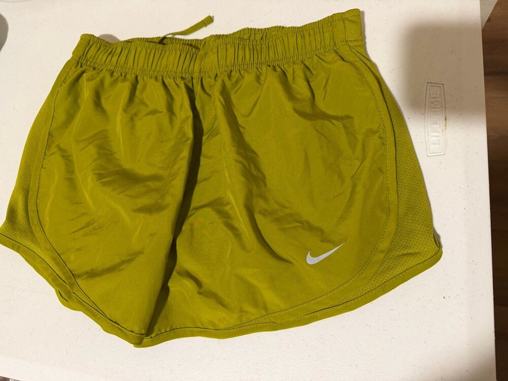 Nike Dri-FIT Tempo Running Shorts Womens Medium Chartreuse Green Mesh Athletic